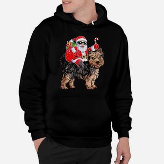 Santa Claus Riding Yorkshire Terrier Xmas Gifts Dog Hoodie - Monsterry CA