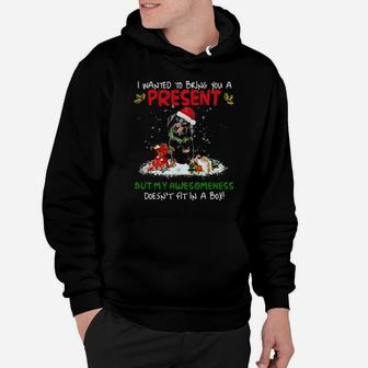 Santa Dachshund I Wanted To Bring You A Present But My Awesomeness Doesn't Fit In A Boy Hoodie - Monsterry