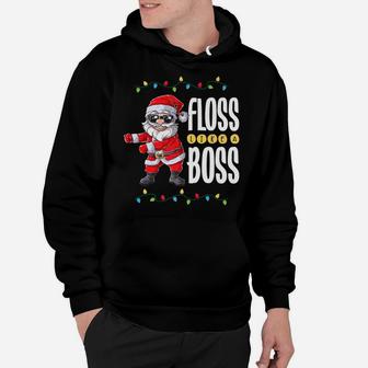 Santa Floss Like A Boss Christmas Boys Kids Xmas Flossing Hoodie | Crazezy