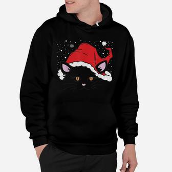 Santa Hat Cat Face Christmas Kittens Lovers Xmas Pajama Hoodie | Crazezy CA