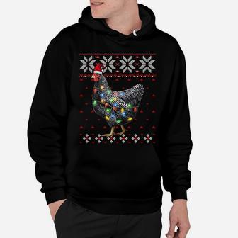 Santa Hat Christmas Lights Chicken Sweater, Funny Xmas Tree Sweatshirt Hoodie | Crazezy