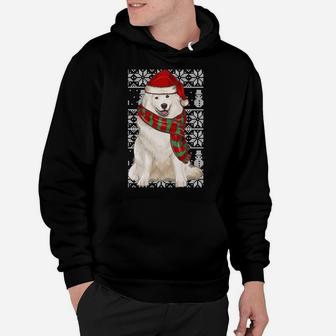 Santa Hat Xmas Samoyed Ugly Christmas Sweatshirt Hoodie | Crazezy CA