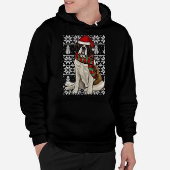 Santa Hat Xmas St Bernard Ugly Christmas Sweatshirt Hoodie | Crazezy