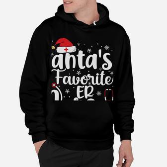 Santa's Favorite Er Nurse Merry Christmas Cute Nurse Gifts Sweatshirt Hoodie | Crazezy