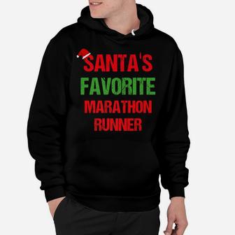 Santas Favorite Marathon Runner Funny Christmas Shirt Hoodie | Crazezy UK