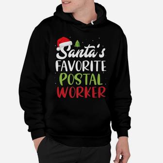Santa's Favorite Postal Worker Christmas Santa Hat Light Hoodie | Crazezy