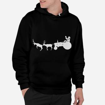 Santa's Sleigh Christmas Tractor Farmer Gift Farm Reindeer Hoodie | Crazezy CA
