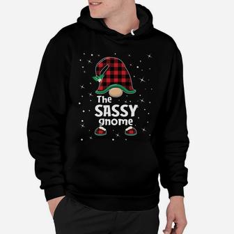 Sassy Gnome Buffalo Plaid Matching Christmas Gift Pajama Sweatshirt Hoodie | Crazezy