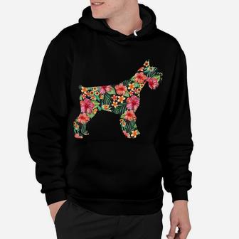 Schnauzer Flower Funny Dog Silhouette Floral Gifts Women Hoodie | Crazezy