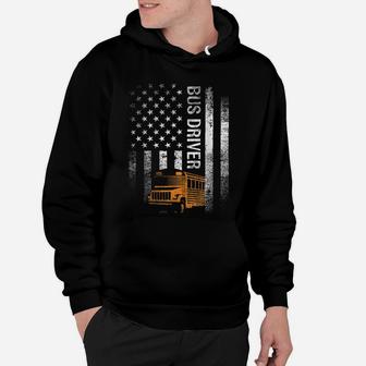 School Bus Driver Usa American Flag Funny Bus Driver Gift Hoodie | Crazezy