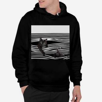 Schwarz-Weißes Katzen-Illusions-Hoodie, Optische Täuschung Design - Seseable