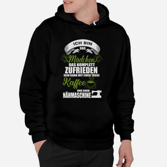 Schwarzes Hoodie für Kaffee & Nähen Fans, Lustiger Spruch - Seseable