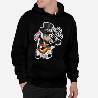 Schwarzes Hoodie mit Enten-Rockstar-Design, Rockmusik Motiv - Seseable