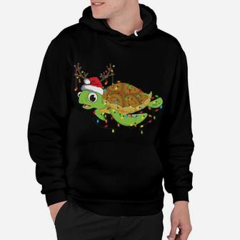 Sea Turtle Christmas Lights Funny Santa Hat Merry Christmas Sweatshirt Hoodie | Crazezy DE