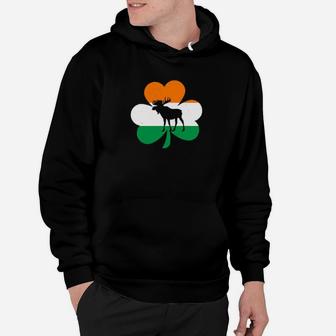 Shamrock Ireland Irish Flag Moose St Patrick's Day Hoodie - Monsterry