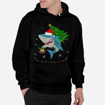 Shark Santa Tree Hat In Snow Merry Christmas Decoration Hoodie | Crazezy DE