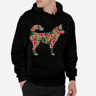 Siberian Husky Flower Funny Dog Silhouette Floral Gift Women Hoodie | Crazezy