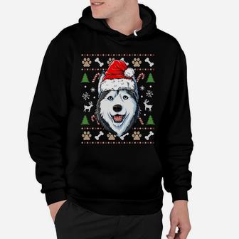 Siberian Husky Ugly Christmas Dog Santa Hat Xmas Boys Kids Sweatshirt Hoodie | Crazezy DE