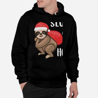 Slo Ho Ho Hoth Sloth Funny Santa Hat Outfit Christmas Gift Hoodie | Crazezy