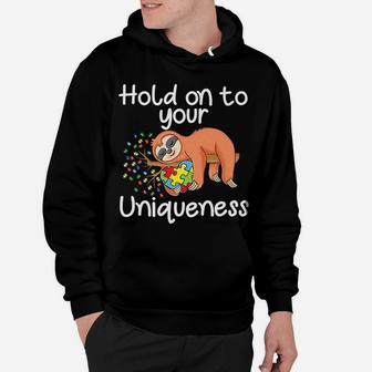 Sloth Holding Puzzle Piece Heart Cute Sloth Autism Awareness Hoodie | Crazezy AU