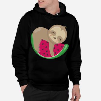 Sloth Watermelon Fruit Funny Animal Gift Hoodie | Crazezy