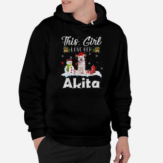 Snow Xmas Gifts This Girl Love Her Akita Reindeer Hat Hoodie - Monsterry