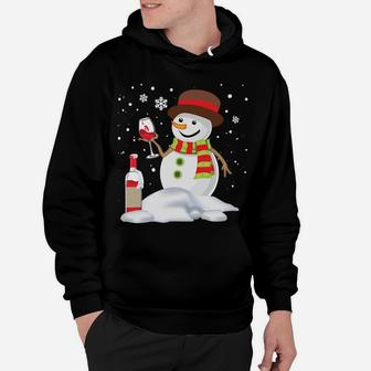 Snowman Drinking Red Wine Funny Partner Matching Couple Hoodie | Crazezy