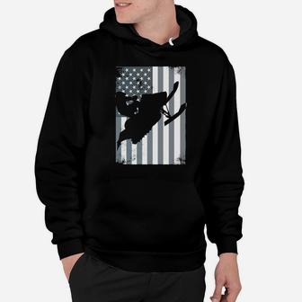Snowmobile American Flag Snocross Usa Ride Sled Distressed Hoodie - Monsterry AU