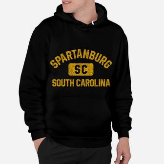 Spartanburg Sc South Carolina Gym Style Distress Amber Print Hoodie | Crazezy CA
