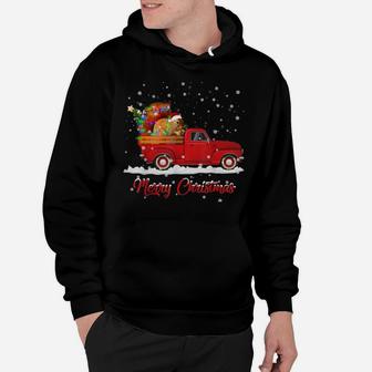 Squirrel Animal Riding Red Truck Christmas Hoodie | Crazezy