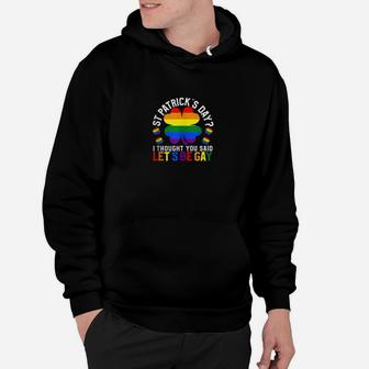 St Patricks Day Lets Be Gay Pride Shamrock Hoodie - Monsterry