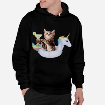 Summer Kitty With Margarita & Unicorn Float Funny Cat Shirt Hoodie | Crazezy