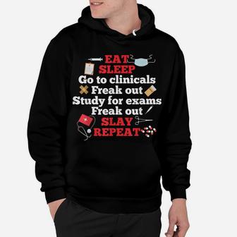 Surgical Nurse Clinical Study Exam Freak Out Slay Repeat Hoodie | Crazezy UK