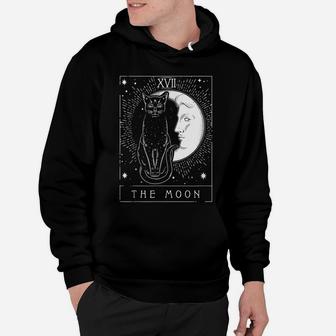 Tarot Card Crescent Moon And Cat Graphic Hoodie | Crazezy