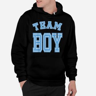Team Boy Gender Reveal Party Baby Shower Cute Funny Blue Hoodie | Crazezy UK