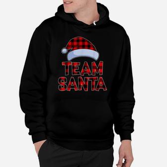 Team Santa Red Plaid Claus Hat Matching Family Christmas Hoodie | Crazezy UK