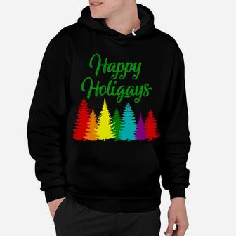Th Happy Holigays Lgbt Christmas Tree Costume Gay Pride Sweatshirt Hoodie | Crazezy CA