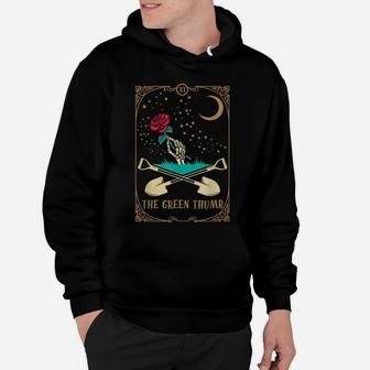 The Green Thumb Tarot Card Skeleton Hand Holding Flower Hoodie | Crazezy AU