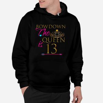 The Queen Is 13 Shirt Teen Cute Birthday Party Outfit Gift Hoodie | Crazezy DE