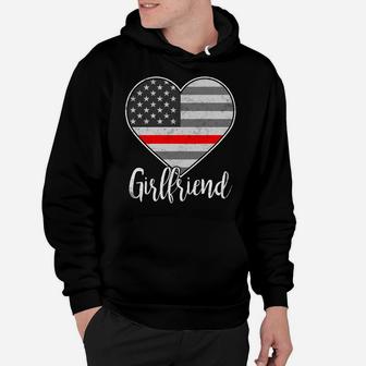 Thin Red Line Us Flag Heart Firefighter's Girlfriend Gift Hoodie | Crazezy