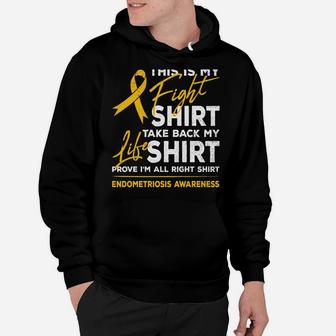 This Is My Fight Shirt Endometriosis Awareness Yellow Ribbon Hoodie | Crazezy