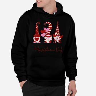 Three Gnomes Holding Hearts Valentines Hoodie - Monsterry UK