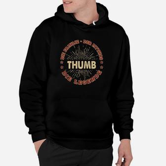Thumb War Legend Vintage Druck Hoodie in Schwarz, Hochwertiges Design - Seseable