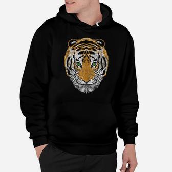 Tiger Vintage Big Cat Face Distressed Tiger Face Hoodie - Monsterry