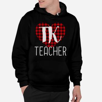 Tk Teacher Valentine's Day Buffalo Plaid Heart Hoodie - Monsterry CA