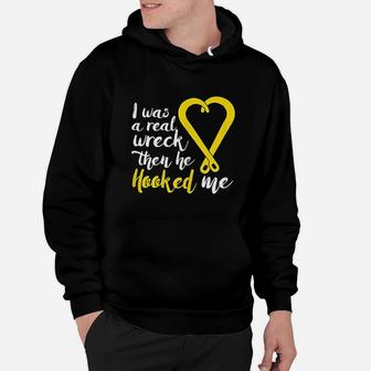 Tow Truck Wife Gift Design Hooked By A Tow Truck Driver Hoodie | Crazezy CA