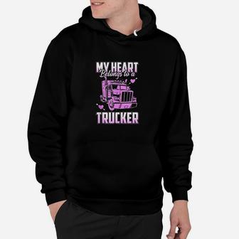 Trucker Wife Boyfriend Truck Driver Ladies Trucker Hoodie | Crazezy CA