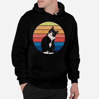 Tuxedo Cat Gift Retro Colors For Animal Lovers Hoodie | Crazezy UK