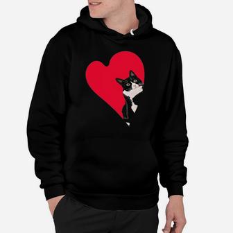 Tuxedo Cat Valentine Heart For Kitten And Animal Lovers Hoodie | Crazezy CA