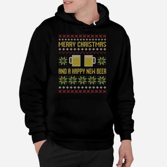 Ugly Funny Merry Christmas Sweater Happy New Beer Drinkers Sweatshirt Hoodie | Crazezy UK